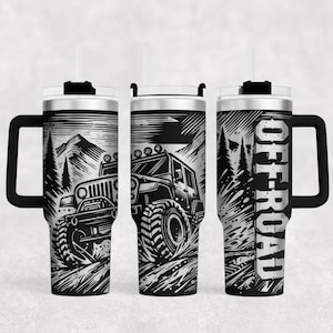 40oz Off road laser engraved Jeep tumbler stainless steel personalized gift for him/her