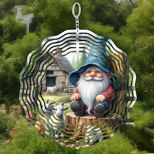 Cute gnome wind spinner wall art home decor
