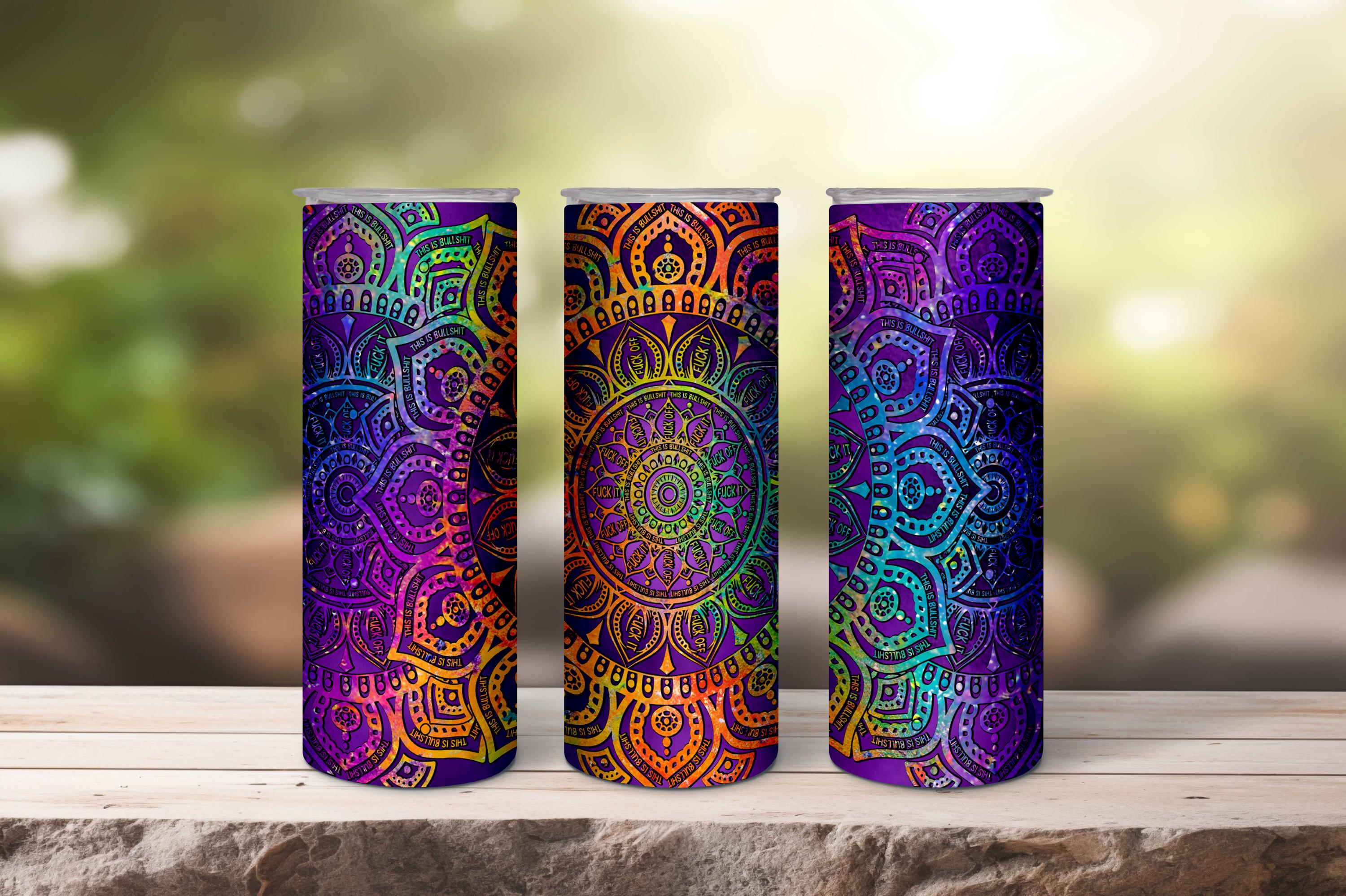 Swear word mandala tumbler unique pattern stainless steel
