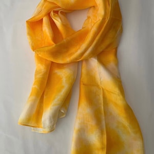 Silk Scarf, Silk Scarves, 100% Silk, Natural Silk Scarf, Smooth Scarf, Soft Scarf, Hand Dyed Scarf, Golden Patterned Scarf