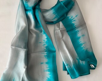 Silk Scarf, Silk Scarves, 100% Silk,  Smooth Scarf, Soft Scarf, Hand Dyed Scarf, Fine Silk Scarf, Silver Scarf