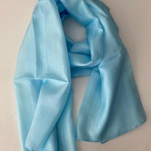 Mulberry Silk Scarf, Silk Scarves, 100% Silk, Soft Scarf, Hand Dyed Scarf, Fine Silk Scarf, light blue Scarf, Pure Silk, Baby Blue Scarf