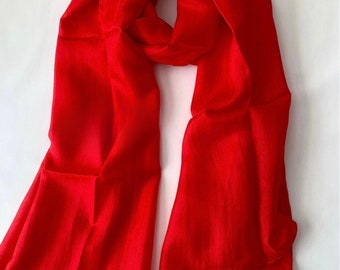 Silk Scarf, Silk Scarves, 100% Silk, Mother’s Day, Birthday,  Smooth Scarf, Soft Scarf, Hand Dyed Scarf, Red Scarf