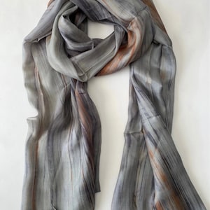 Silk Scarf, Mulberry Silk Scarves, 100% Silk,  Smooth Scarf, Soft Scarf, Hand Dyed Scarf, Fine Silk Scarf, Grey Scarf