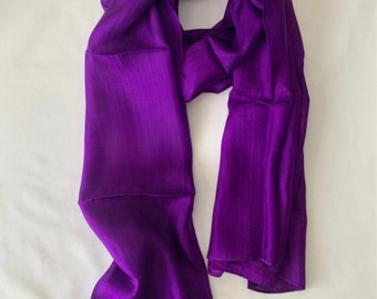 Silk Scarf, Silk Scarves, 100% Silk,  Smooth Scarf, Soft Scarf, Hand Dyed Scarf, Fine Silk Scarf, Purple Scarf