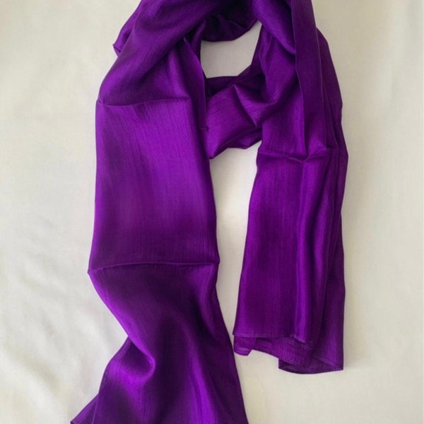 Silk Scarf, Silk Scarves, 100% Silk,  Smooth Scarf, Soft Scarf, Hand Dyed Scarf, Fine Silk Scarf, Purple Scarf