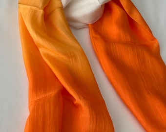 Silk Scarf, Silk Scarves, 100% Silk,  Smooth Scarf, Soft Scarf, Hand Dyed Scarf, Fine Silk Scarf, Orange Scarf