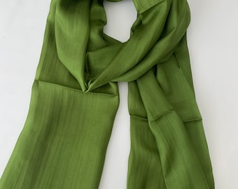 Mulberry Silk Scarf, Silk Scarves, 100% Silk, Soft Scarf, Hand Dyed Scarf, Fine Silk Scarf, Natural Silk Scarf, Pure Silk, Army Green Scarf