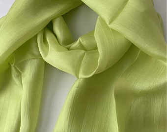 Silk Scarf, Silk Scarves, 100% Silk,  Smooth Scarf, Soft Scarf, Hand Dyed Scarf, Fine Silk Scarf, Lime Scarf, Green Scarf, Seasonal Scarf