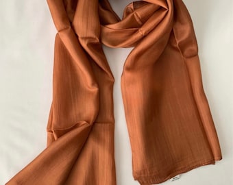 Silk Scarf, Silk Scarves, 100% Silk,  Smooth Scarf, Soft Scarf, Hand Dyed Scarf, Fine Silk Scarf, Brown Scarf