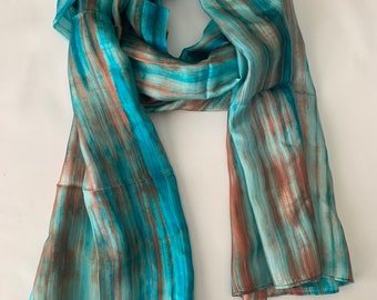 Silk Scarf, Silk Scarves, 100% Silk,  Smooth Scarf, Soft Scarf, Hand Dyed Scarf, Fine Silk Scarf, lightweight scarf