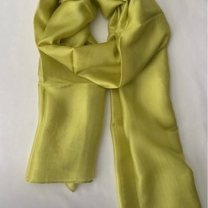 Mulberry Silk Scarf, Silk Scarves, 100% Silk, Soft Scarf, Hand Dyed Scarf, Fine Silk Scarf, light Scarf, Pure Silk, Lime Scarf