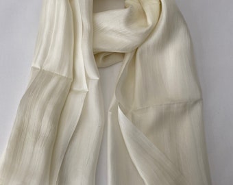 Mulberry Silk Scarf, Silk Scarves, 100% Silk, Soft Scarf, Hand Dyed Scarf, Fine Silk Scarf, light Scarf, Pure Silk, Cream Lemon Scarf