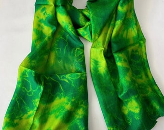 Silk Scarf, Silk Scarves, 100% Silk,  Smooth Scarf, Soft Scarf, Hand Dyed Scarf, Fine Silk Scarf, Green Scarf