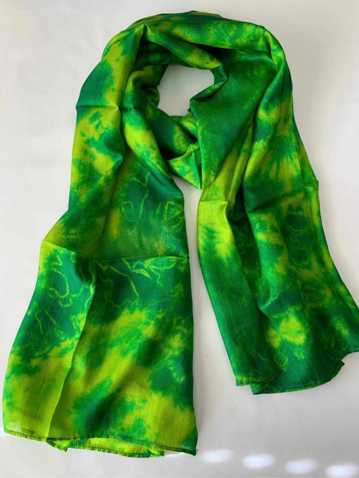 Silk Scarf, Silk Scarves, 100% Silk,  Smooth Scarf, Soft Scarf, Hand Dyed Scarf, Fine Silk Scarf, Green Scarf