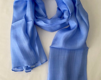 Mulberry Silk Scarf, Silk Scarves, 100% Silk, Soft Scarf, Hand Dyed Scarf, Fine Silk Scarf, light Scarf, Pure Silk, Soft Blue Scarf