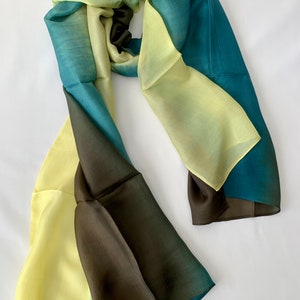 Silk Scarf, Silk Scarves, 100% Silk, Mother’s Day, Birthday,  Smooth Scarf, Soft Scarf, Yellow Scarf, Brown Scarf
