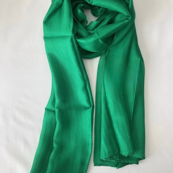 Silk Scarf, Silk Scarves, 100% Silk,  Smooth Scarf, Soft Scarf, Hand Dyed Scarf, Fine Silk Scarf, Green Scarf