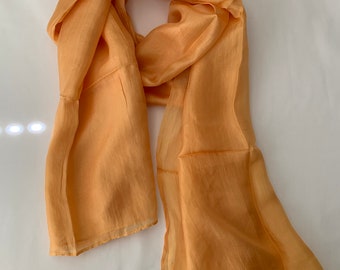 Silk Scarf, Silk Scarves, 100% Silk, Natural Silk Scarf, Smooth Scarf, Soft Scarf, Hand Dyed Scarf, Fine Silk Scarf, gold silk scarf