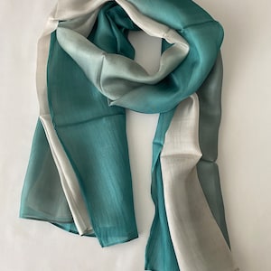 Mulberry Silk Scarf, Silk Scarves, 100% Silk, Soft Scarf, Hand Dyed Scarf, Fine Silk Scarf, light Scarf, Pure Silk, Green Grey Scarf