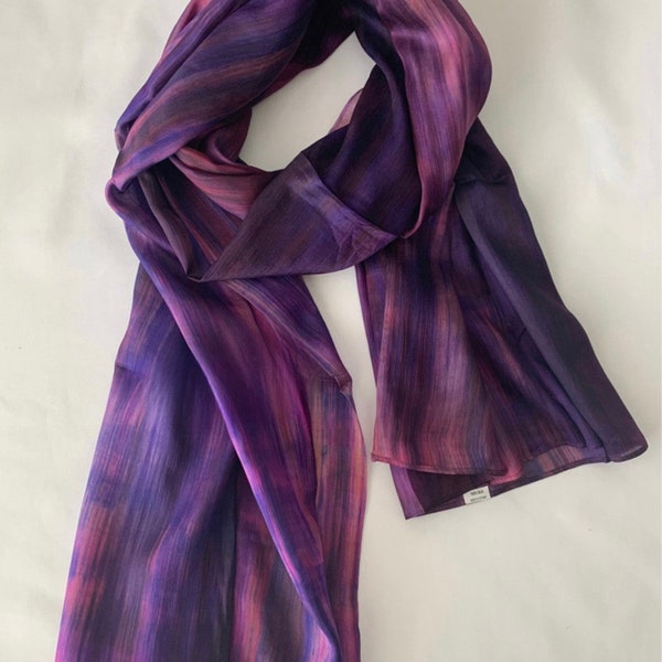 Silk Scarf, Silk Scarves, 100% Silk,  Smooth Scarf, Soft Scarf, Hand Dyed Scarf, Fine Silk Scarf, Purple scarf, lightweight