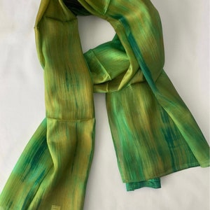 Mulberry Silk Scarf, Silk Scarves, 100% Silk, Soft Scarf, Hand Dyed Scarf, Fine Silk Scarf, lightweight scarf, Green