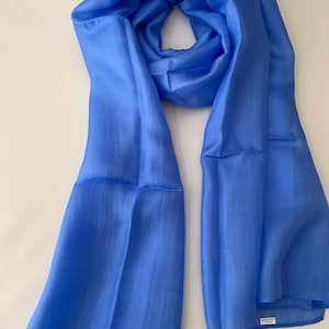 Silk Scarf, Silk Scarves, 100% Silk,  Smooth Scarf, Soft Scarf, Hand Dyed Scarf, Fine Silk Scarf, New Blue Silk Scarf