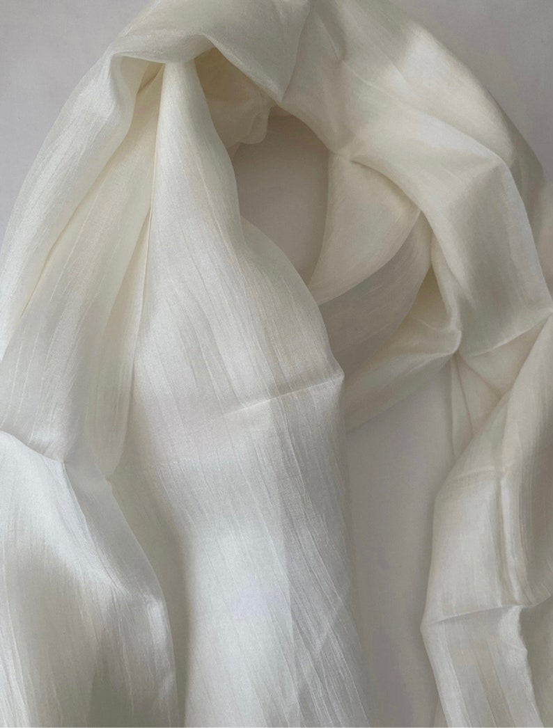 Silk Scarf, Silk Scarves, 100% Silk, Smooth Scarf, Soft Scarf, Hand Dyed Scarf, Fine Silk Scarf, Cream Scarf image 3