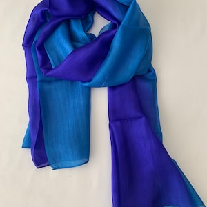 Mulberry Silk Scarf, Silk Scarves, 100% Silk, Soft Scarf, Hand Dyed Scarf, Fine Silk Scarf, Natural Silk Scarf, Pure Silk, Blue Purple Scarf