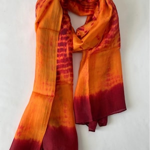 Silk Scarf, Silk Scarves, 100% Silk,  Smooth Scarf, Soft Scarf, Hand Dyed Scarf, Fine Silk Scarf, Orange Scarf