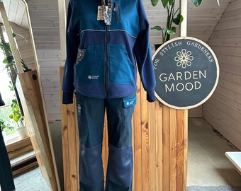 Custom women work clothes set with pants and fleece jumper, Trousers and hoodie suit with tools pockets, Best gift for plants lovers