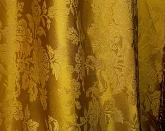 tela de damasco amarillo dorado, estilo para la decoración de interiores, tapicería de asientos, cojín, trajes de época, teatro