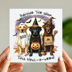 Carte d'Halloween Raising the Woof – Conception de chien mignon – Carte de bonbons