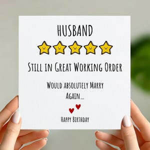 Carte d'anniversaire amusante pour mari - Style 5 étoiles - Je me marierais à nouveau - Toujours en bon état de fonctionnement