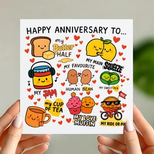 Cartão de aniversário engraçado | Trocadilhos de amor gastronômico | Meu aperto principal | Cartão de casais fofos | Minha metade de manteiga, feijão humano, passeio ou torta