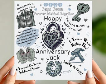 Funny 6th Iron Anniversary Card | 6th Anniversary Custom Name Card | Pun-Filled Romantic Keepsake | Personalised Gift