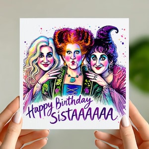 Carte d'anniversaire inspirée de Hocus Pocus - Anniversaire de soeur drôle - Joyeux anniversaire soeur !