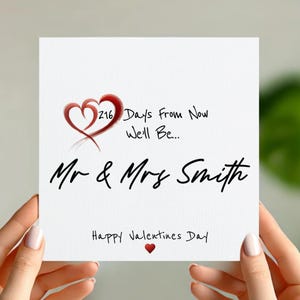 Biglietto personalizzato per il conto alla rovescia di San Valentino - Design "Giorni fino a Mr & Mrs"