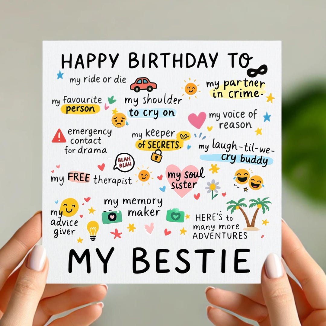 Funny Best Friend Birthday Card – Cute Bestie Gift for Her – Happy ...