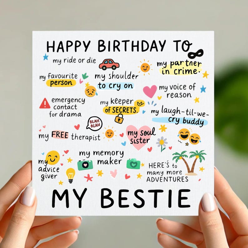 Funny Best Friend Birthday Card – Cute Bestie Gift for Her – Happy ...