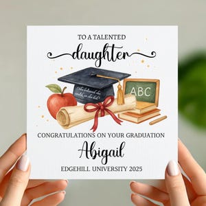 Biglietto di laurea personalizzato – Laurea in Scienze dell'Educazione e dell'Insegnamento – Per figlia, figlio, amico – Pergamena con lavagna – Classe del 2025