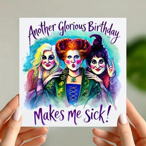Biglietto di compleanno ispirato a Hocus Pocus – Divertente biglietto a tema strega