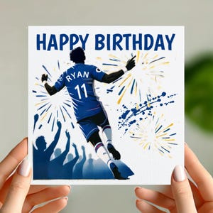 Carte d'anniversaire personnalisée du Chelsea FC – Cadeau personnalisé pour fan de football – Ajoutez un nom et un numéro