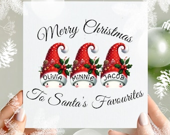 Personalized Gnome Christmas Card – Custom Family Names