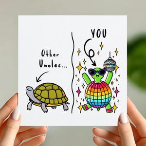 Carte drôle d'oncle - « Autres oncles contre vous » motif tortue disco