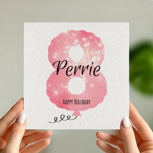 Cartão personalizado de 8º aniversário, cartão de aniversário para qualquer idade, filha, neta, sobrinha, irmã, afilhada