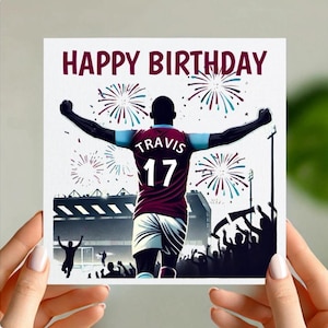Gepersonaliseerde Burnley FC-verjaardagskaart – gepersonaliseerd cadeau voetbalfan – naam en nummer toevoegen
