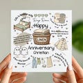 Personalised 4th Linen Anniversary Card – Custom Keepsake for Him or Her – Cute Illustrated Design