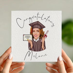 Carte de dessin animé, carte personnalisée, illustration de dessin animé, carte de portrait, remise des diplômes, félicitations carte d'illustration de dessin animé, anniversaire, drôle
