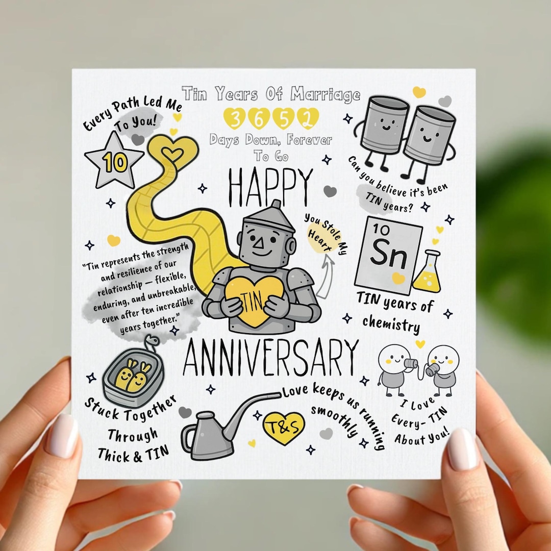 10th Tin Wedding Anniversary Card – Funny Personalised Tinman Design ...